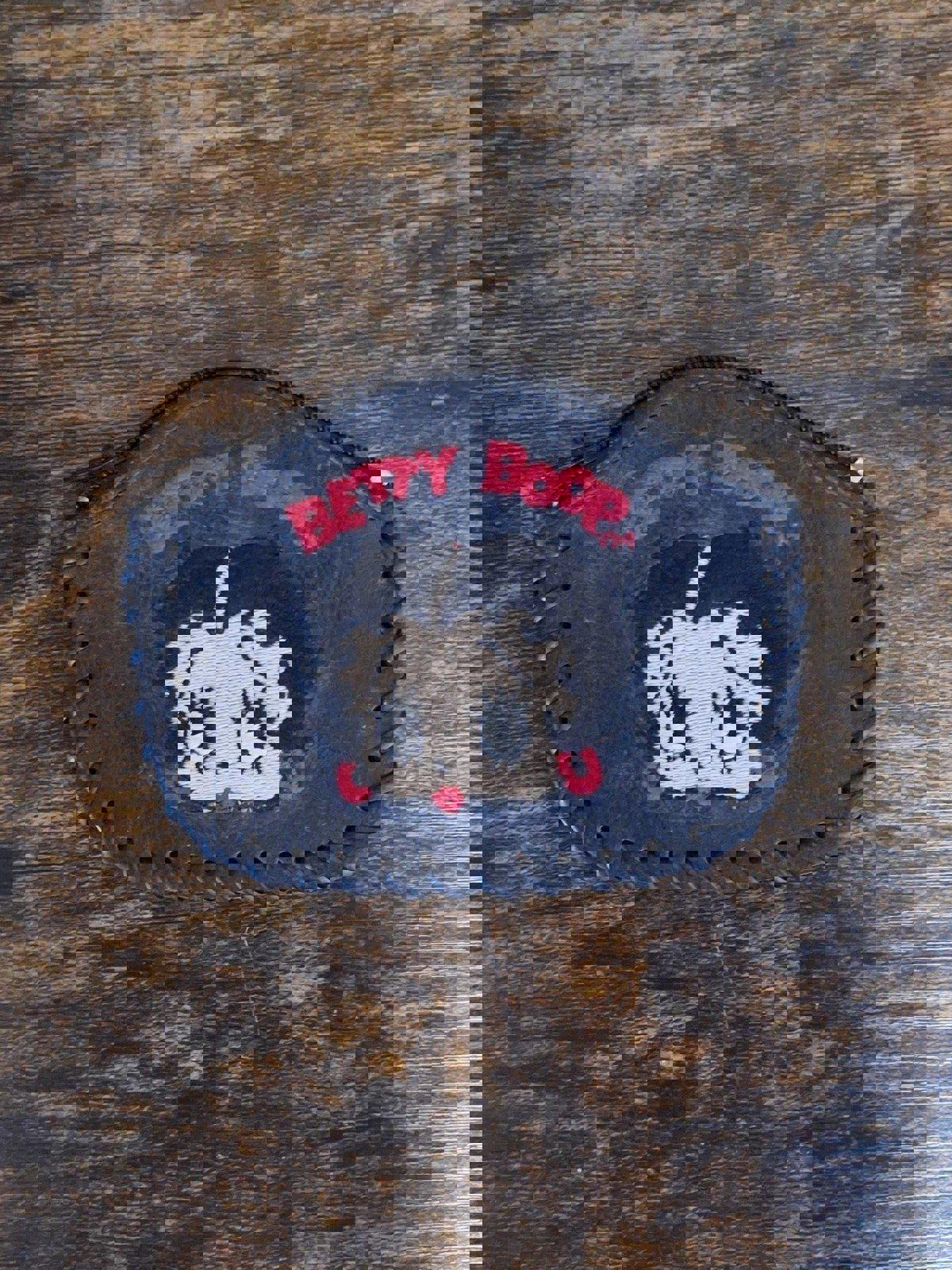 1995 Betty Boop Black Embroidered Genuine Leather Coin Purse