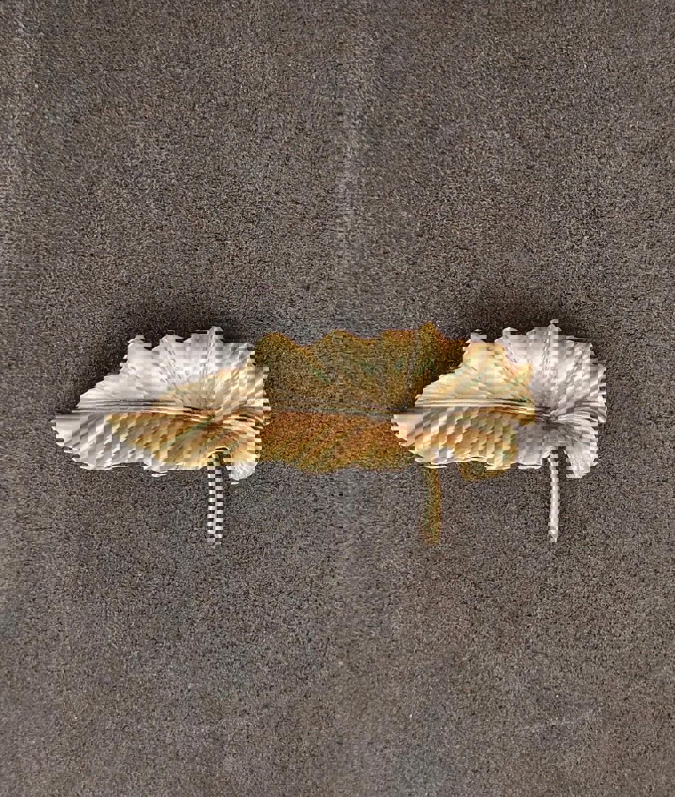 1980's Gold Tone Leaf Brooch Pin Signed TYSON (Cicely Tyson)