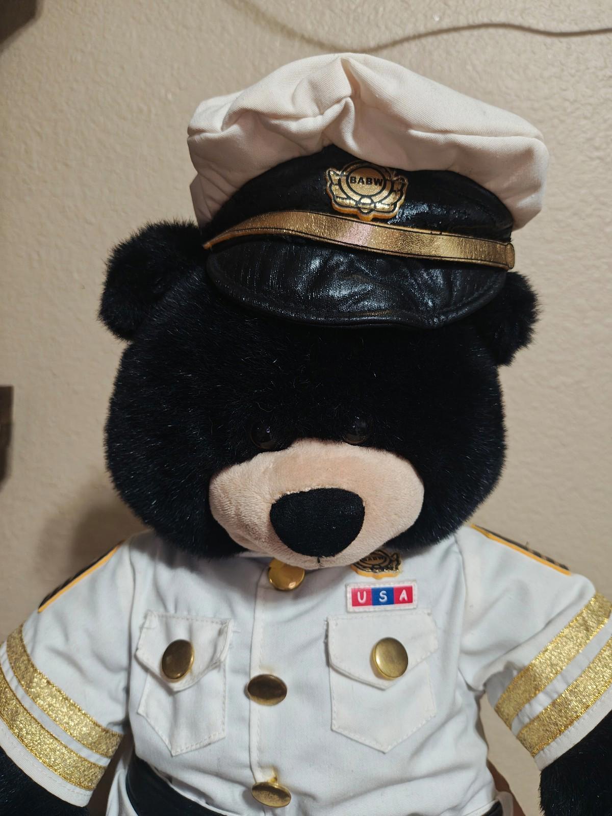 Dimples The Black Bear Build-A-Bear In U.S. Navy Officer's Uniform 19" Plush