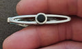 1950s/60s Swank Open Frame With a Circular Black Onyx Stone Center Tie Clip