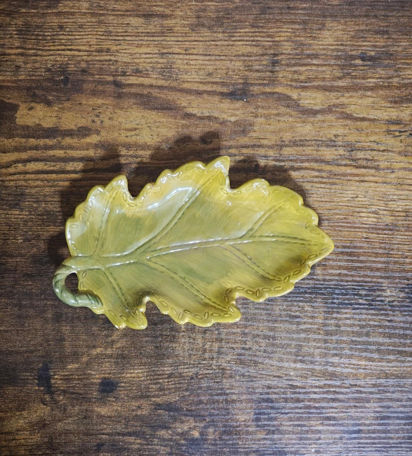 1950s/60s Glazed Ceramic Leaf Dish