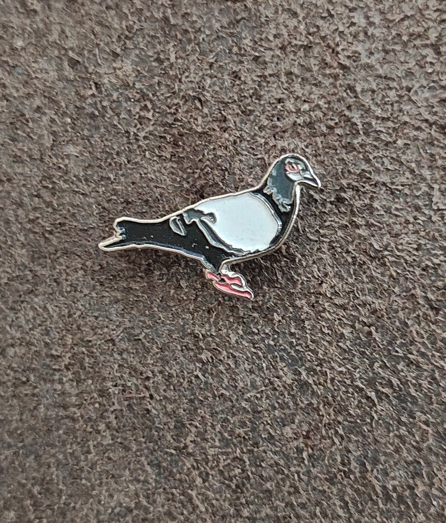 Miniature Pigeon Silver Tone Enamel Pin