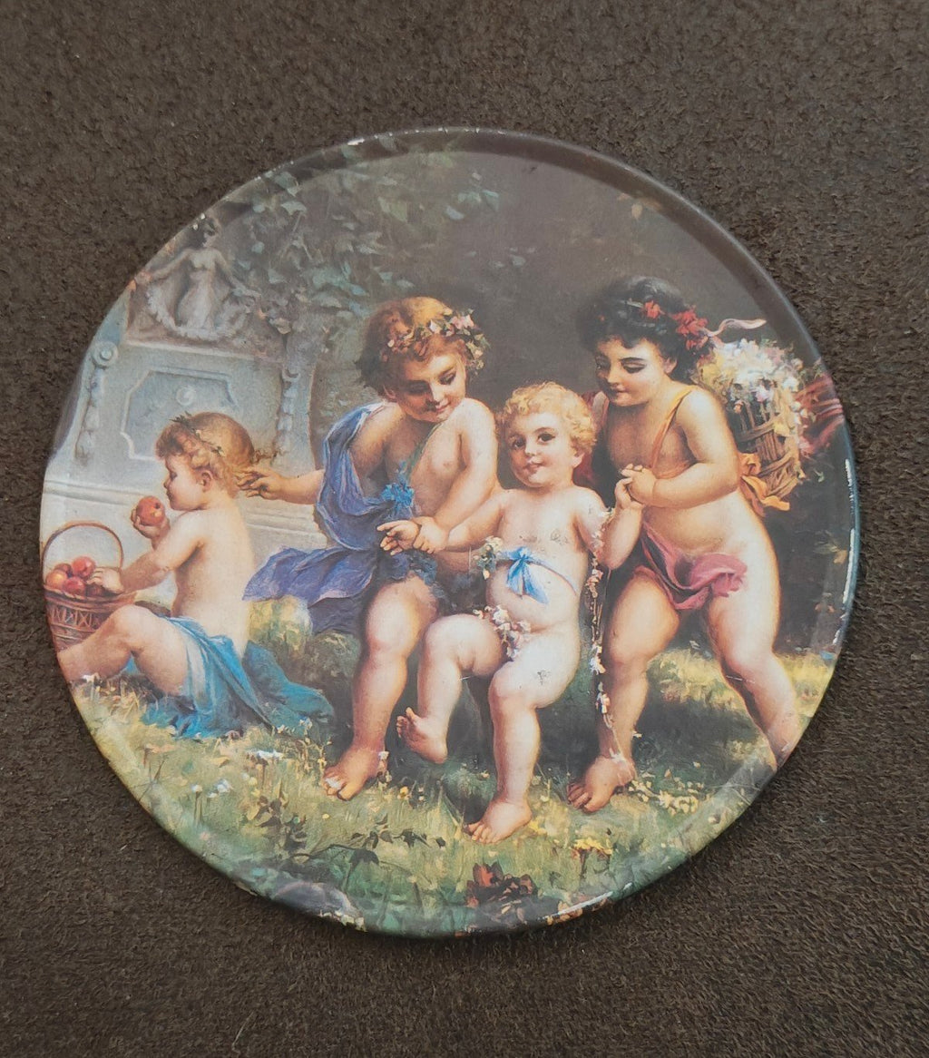 Trippie’s Inc 1995 Cherubs at Play Metal Coaster - Hans Zabateri Putti Angel Art