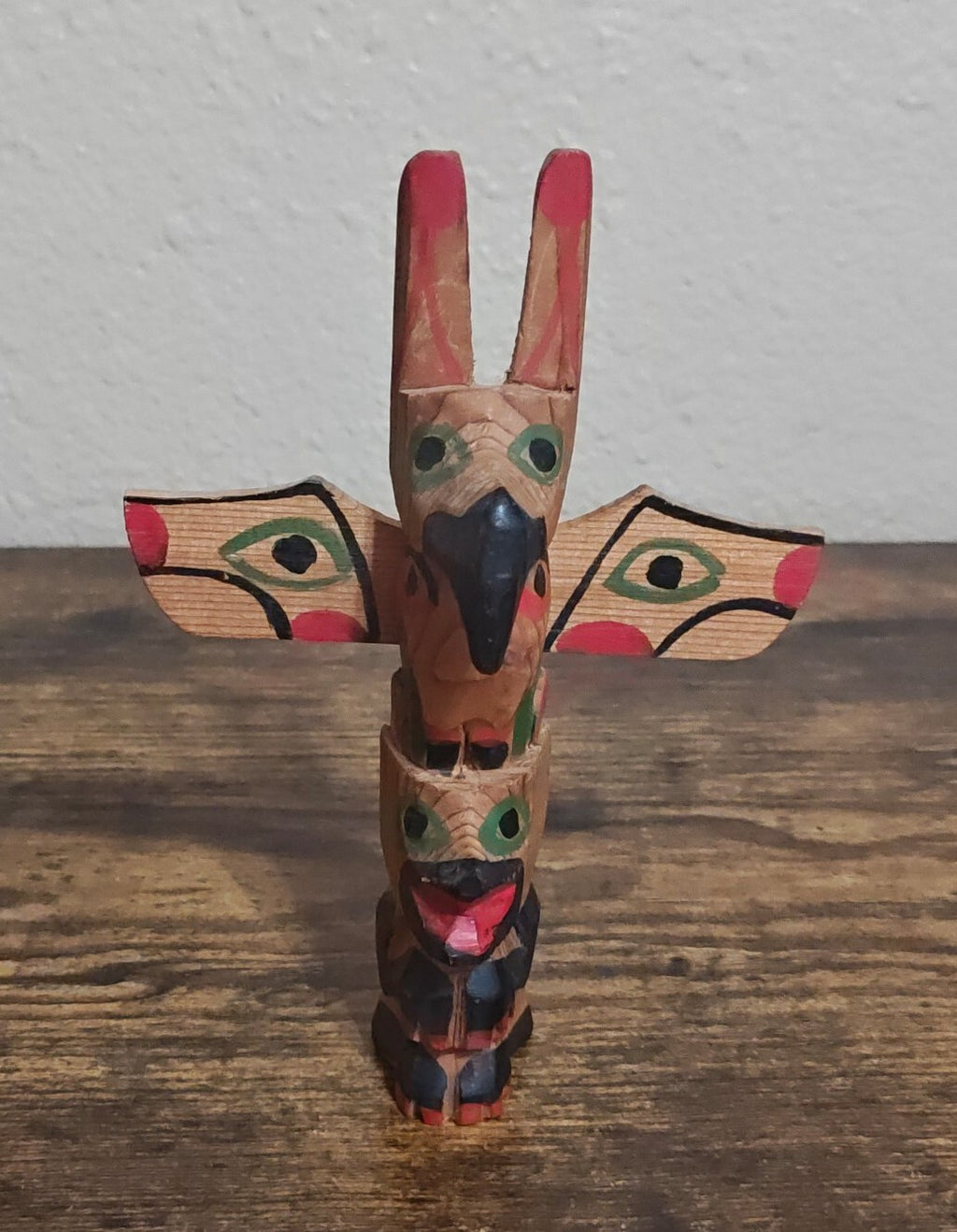 1970s Hand Carved Model Totem Pole