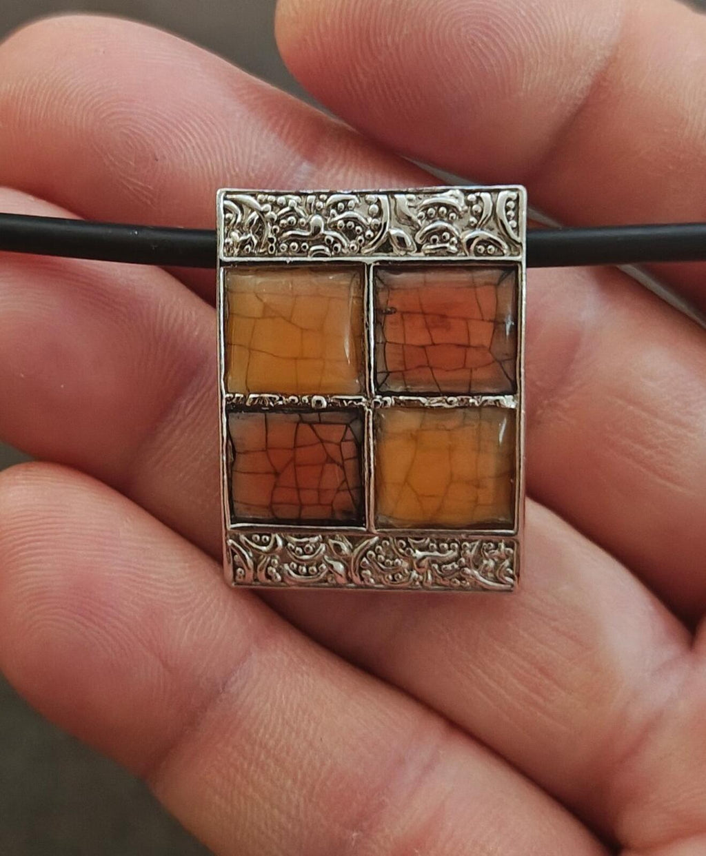 90s Signed Lia Sophia "Cupcake" Slide Pendant Designed With a Windowpane Grid