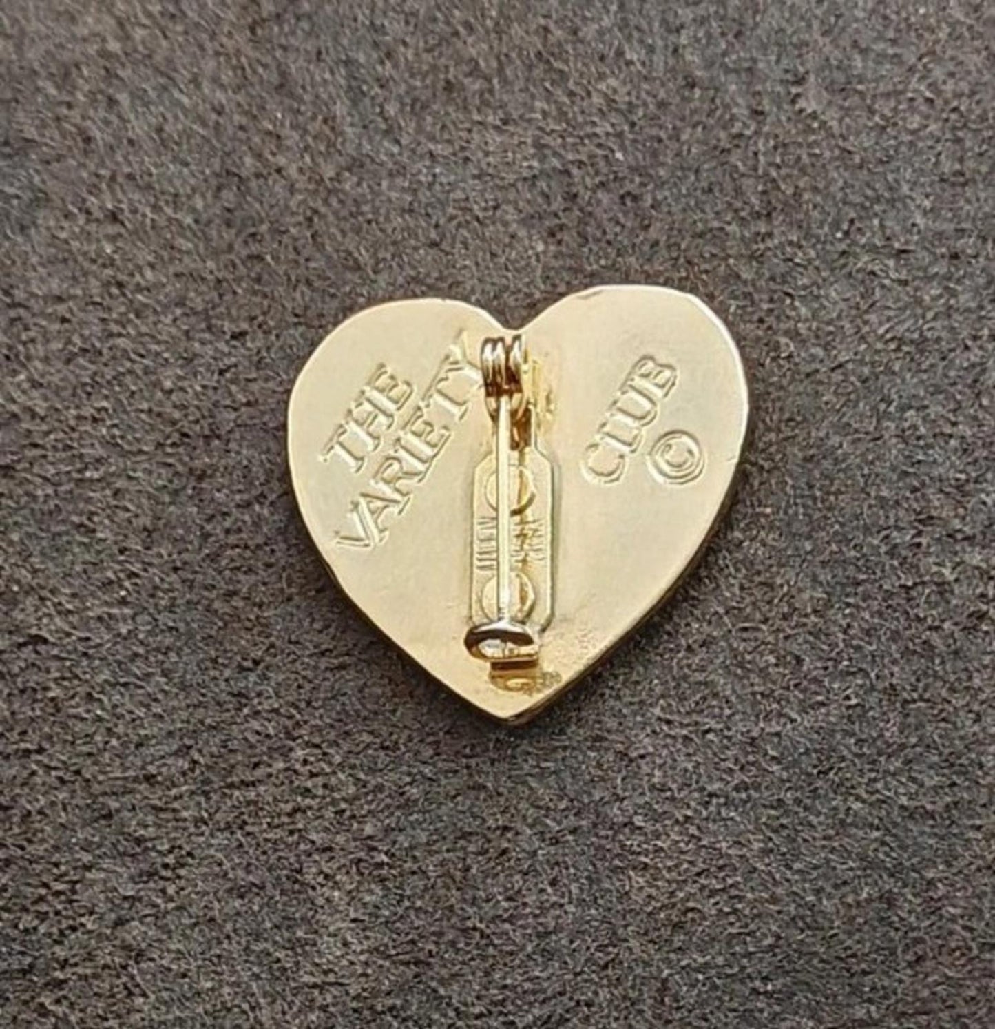 1990s Collectible Variety Club Gold Tone 3D Heart Pin/Brooch