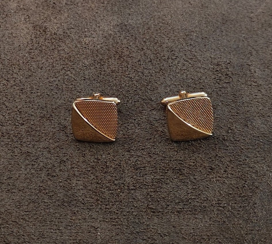 1950s/60s Swank Gold Tone Square Geometric Cufflinks