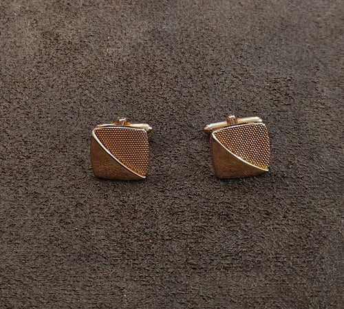 1950s/60s Swank Gold Tone Square Geometric Cufflinks