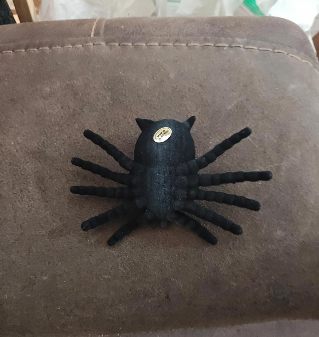 1960s Flocked Spooky Black Halloween Spider