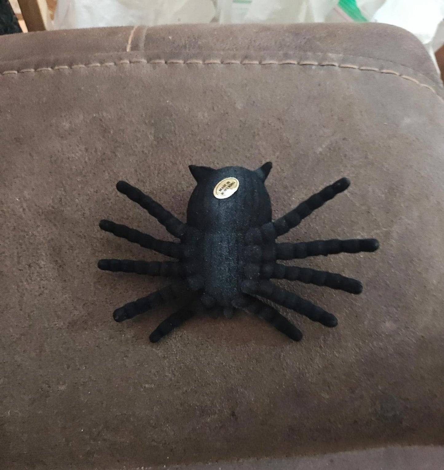 1960s Flocked Spooky Black Halloween Spider