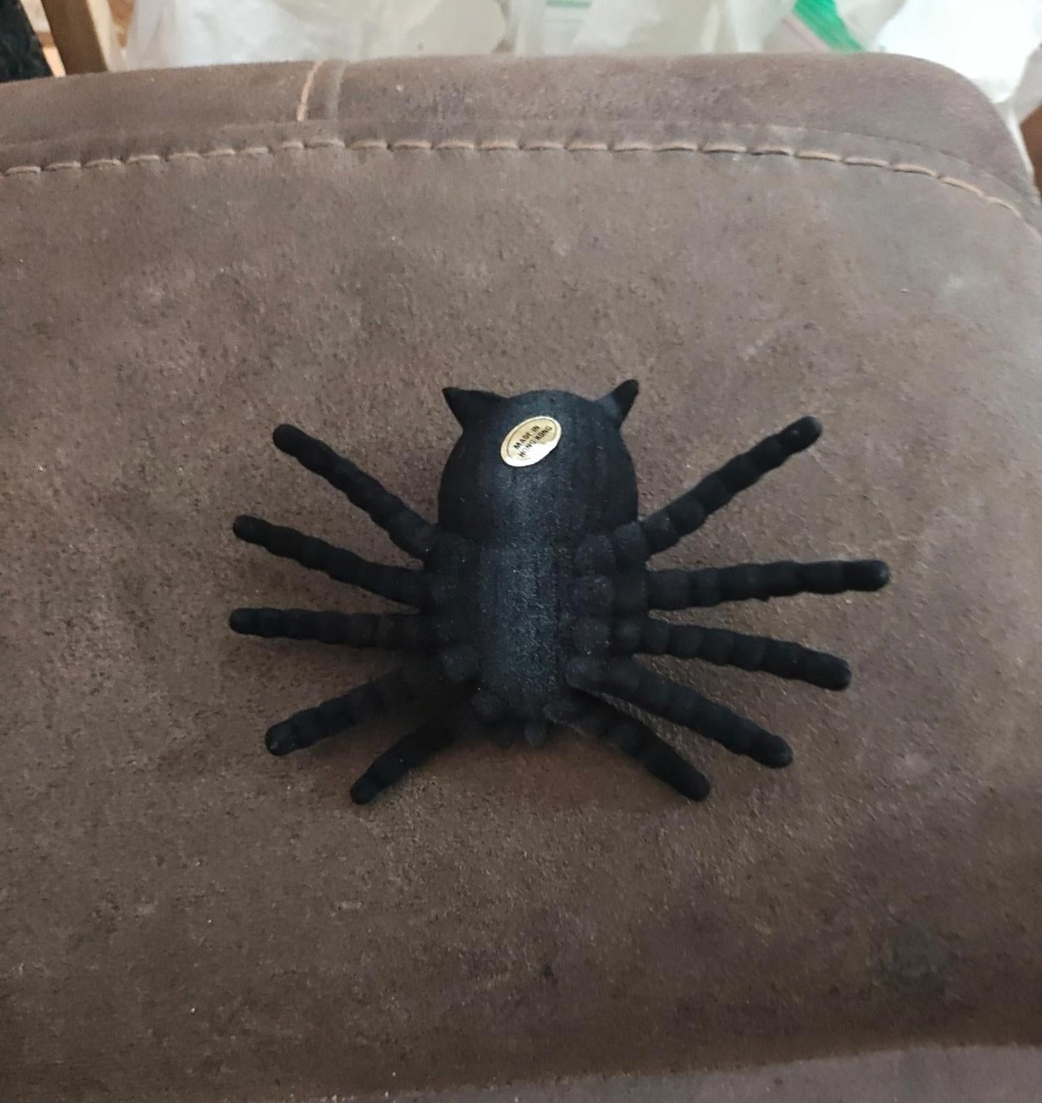 1960s Flocked Spooky Black Halloween Spider