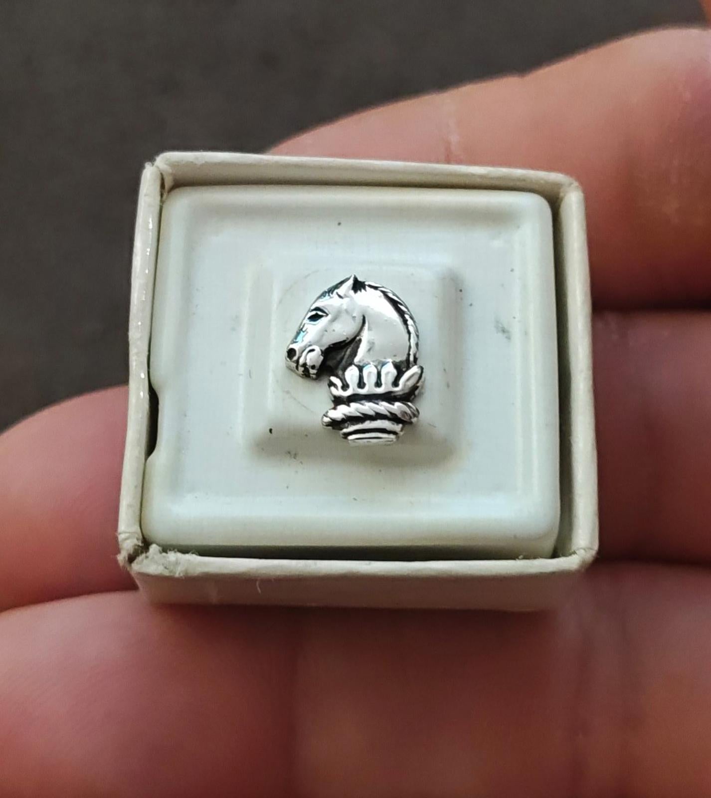 1960s Vintage Silver Tone Textured Horse Head Tie Tack Pin