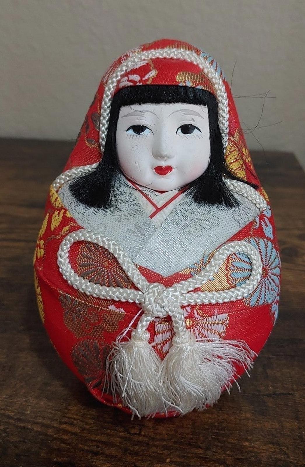 1980's Vintage Japanese Traditional Hime Daruma Doll