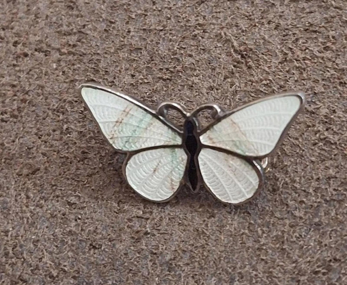 1960’s White & Black Enamel Butterfly Pin Brooch