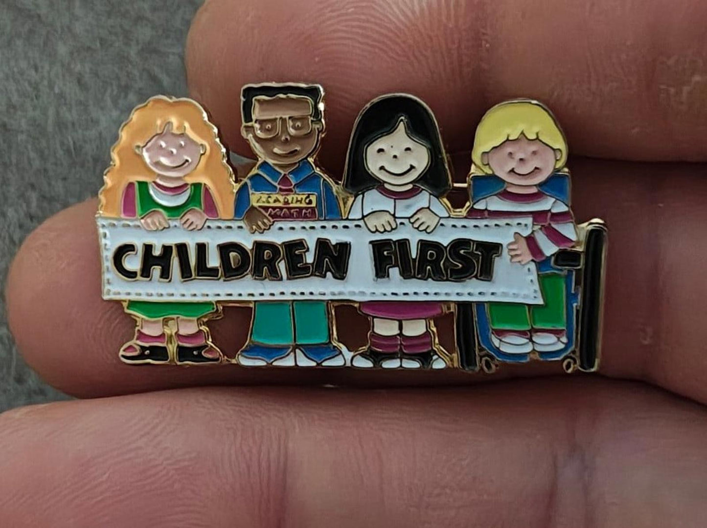 1990's Children First Gold Tone Enamel Pin