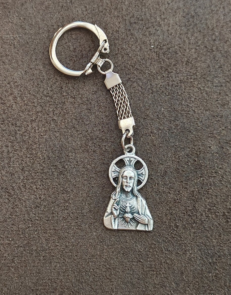 1960s/70s Sacred Heart of Jesus Pewter Keychain