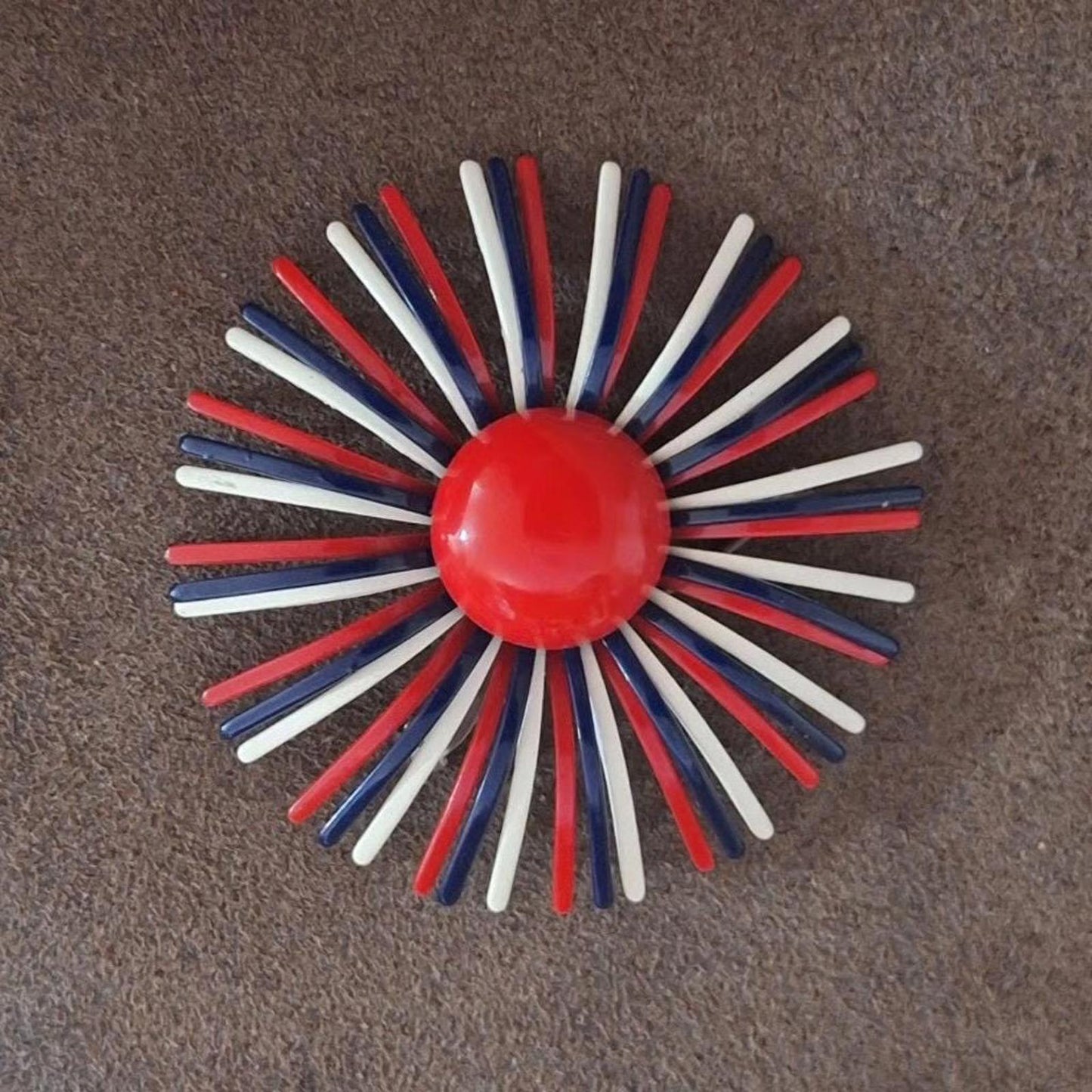 1960s Red White & Blue Patriotic Starburst Fireworks Brooch
