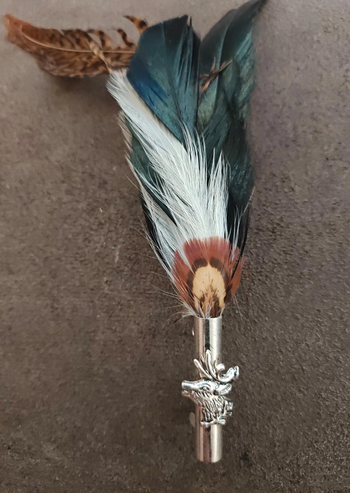 1960s Traditional Bavarian/Alpine Style Hunting Feather Hat Silver Tone Brooch
