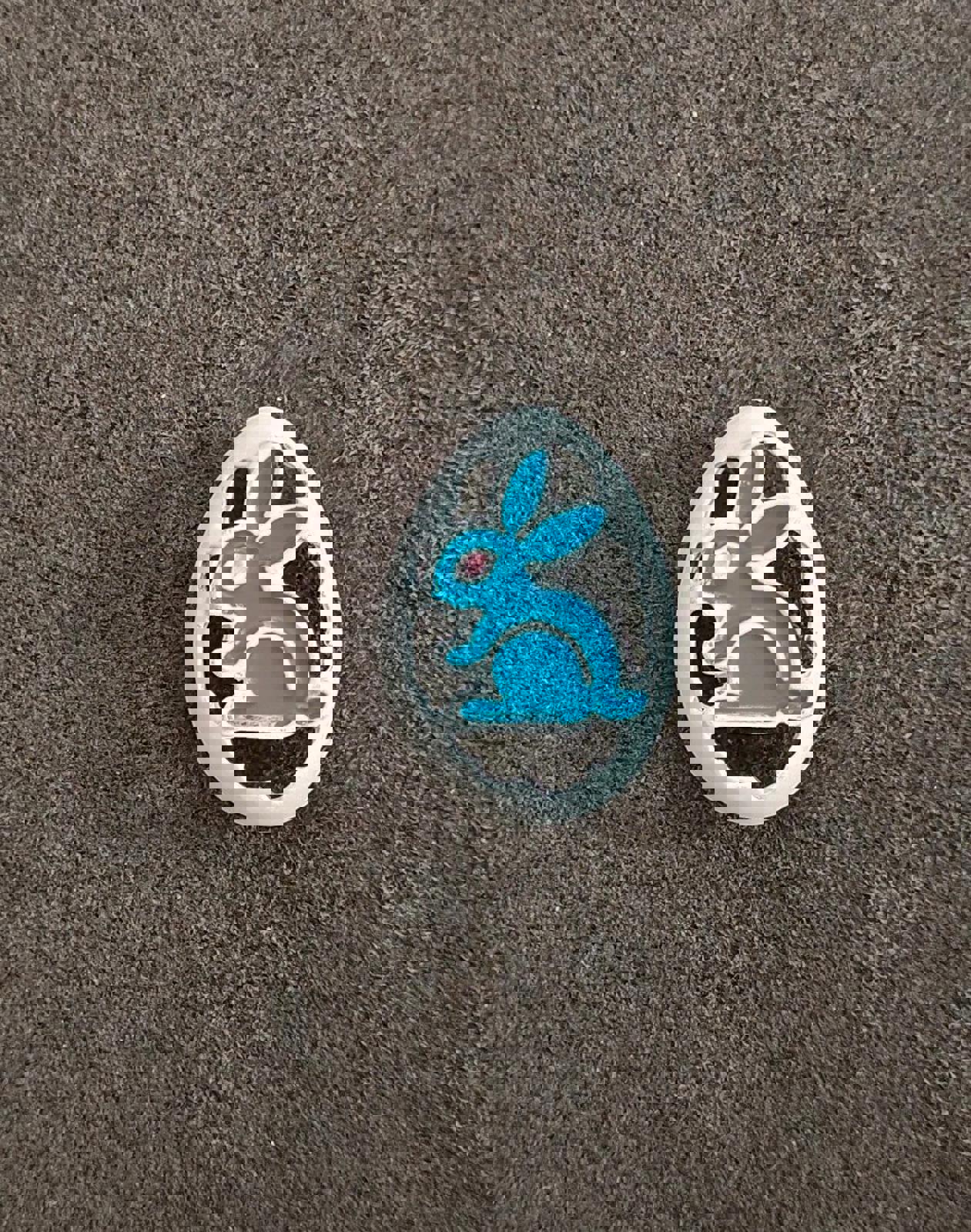 1980's Bunny Rabbit Blue & White Enamel Brooch