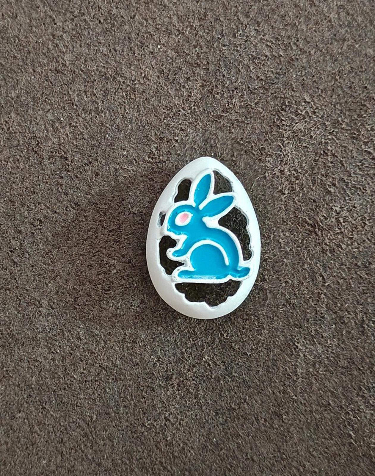 1980's Bunny Rabbit Blue & White Enamel Brooch