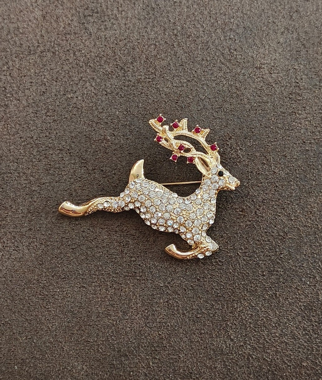 1980s Monet Reindeer Rhinestones Brooch