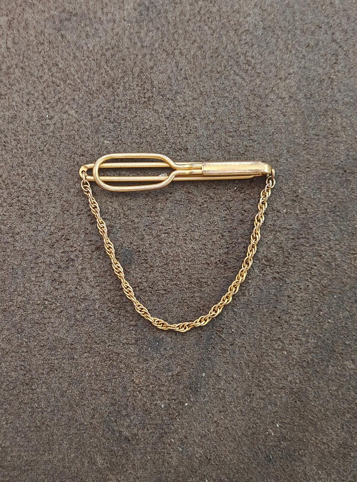 1930s Signed Swank Art Deco Style Gold Tone Tie Bar/Tie Clip