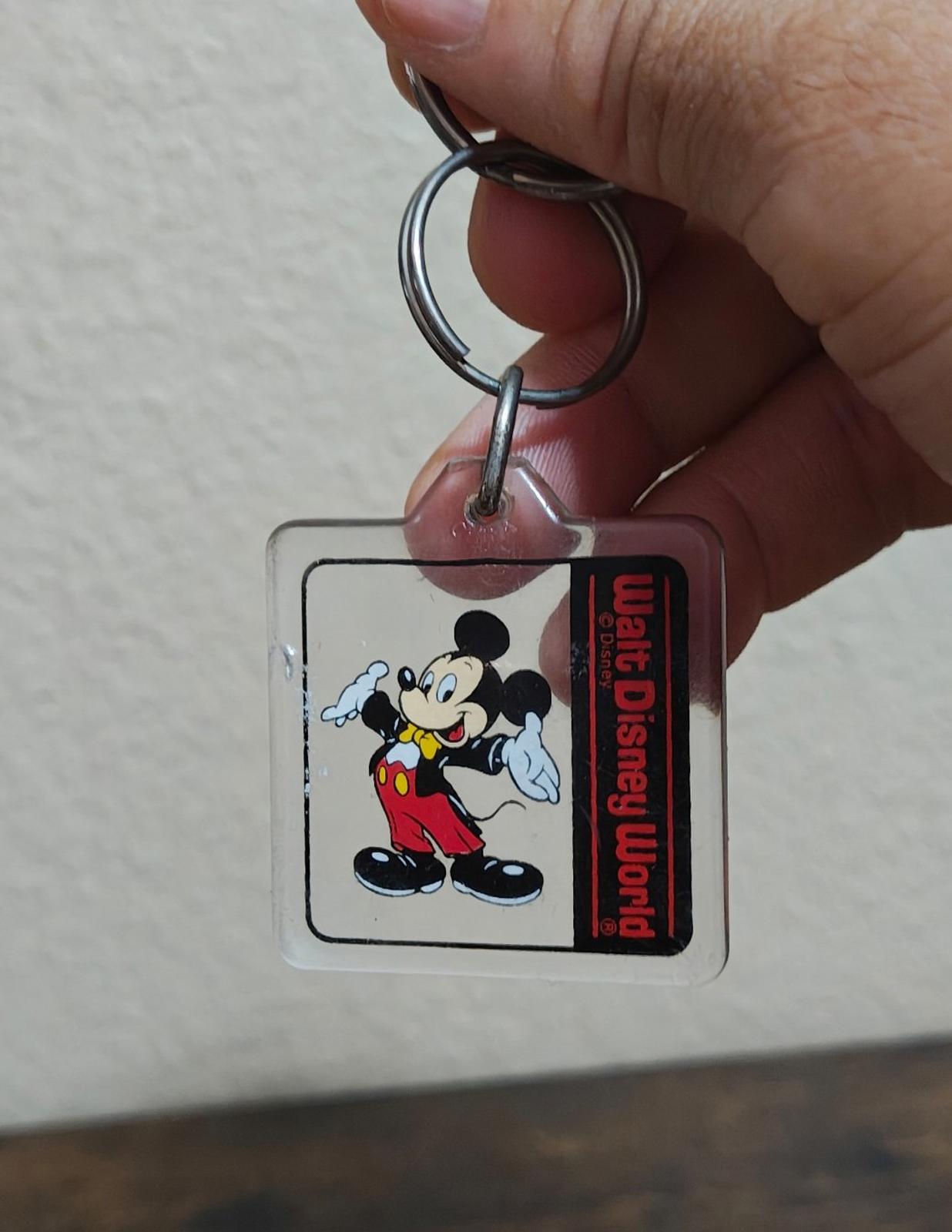 1990's Walt Disney World Mickey Mouse Square Plastic Keychain
