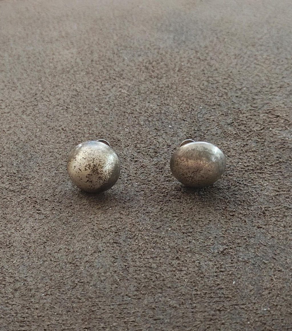 1950s/60s Sterling Silver Ball Screwback Clip On Stud Earrings