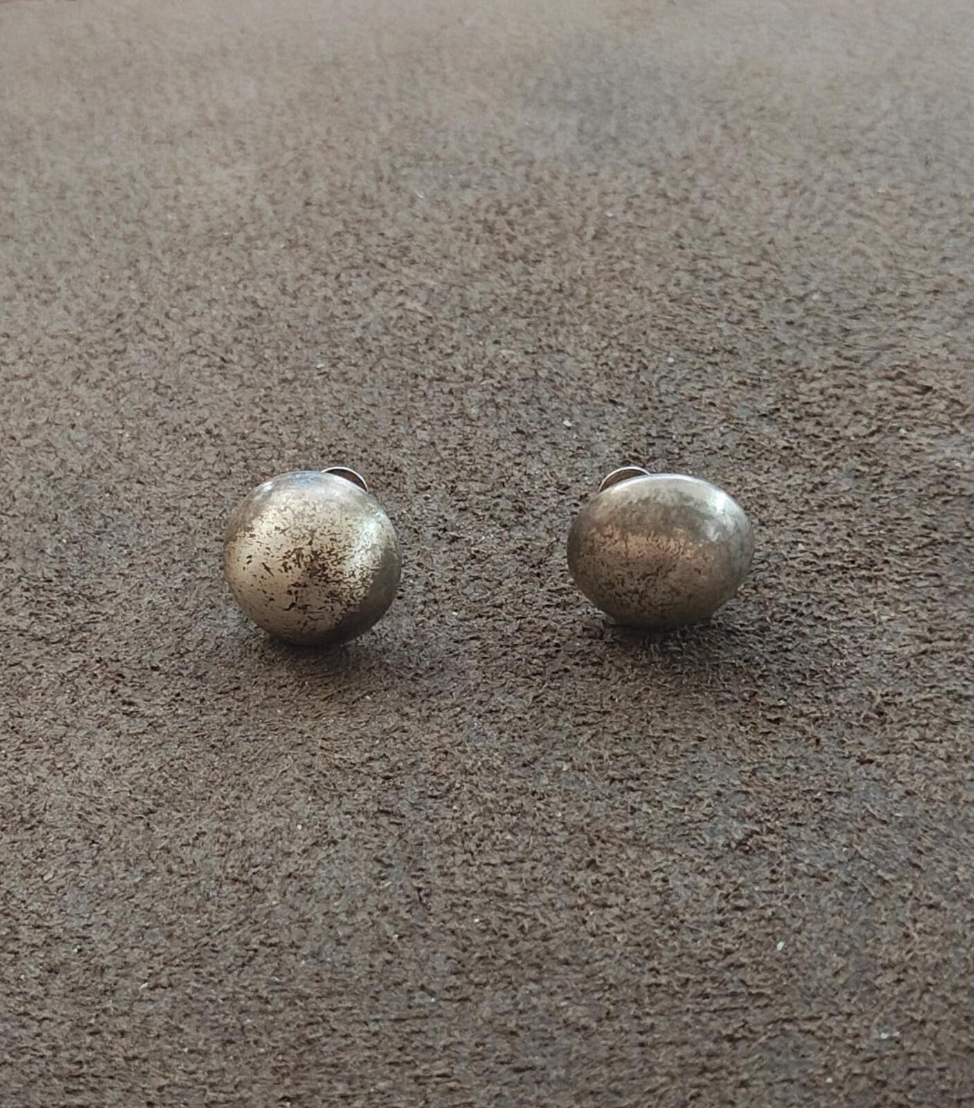 1950s/60s Sterling Silver Ball Screwback Clip On Stud Earrings