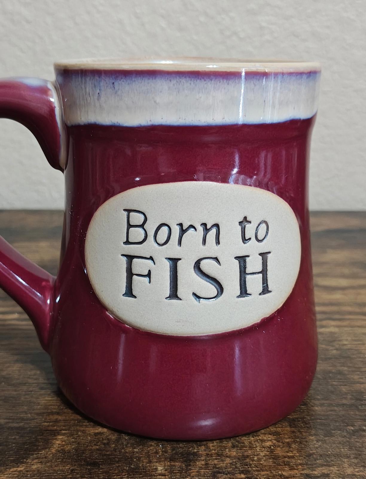 Great Born to Fish Serenity Prayer Porcelain 18 oz Red Mug