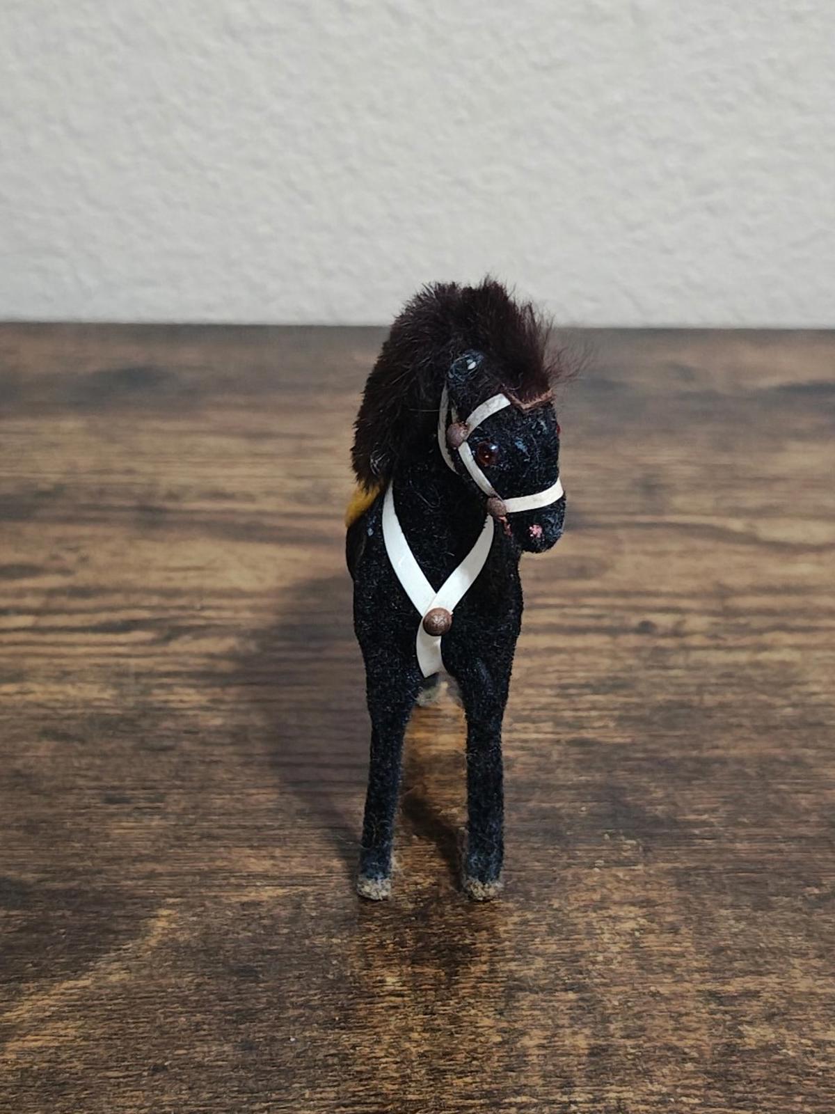 1950/60s Vintage Wagner Kunstlerschutz Flocked Handcrafted Toy Horse Figurine