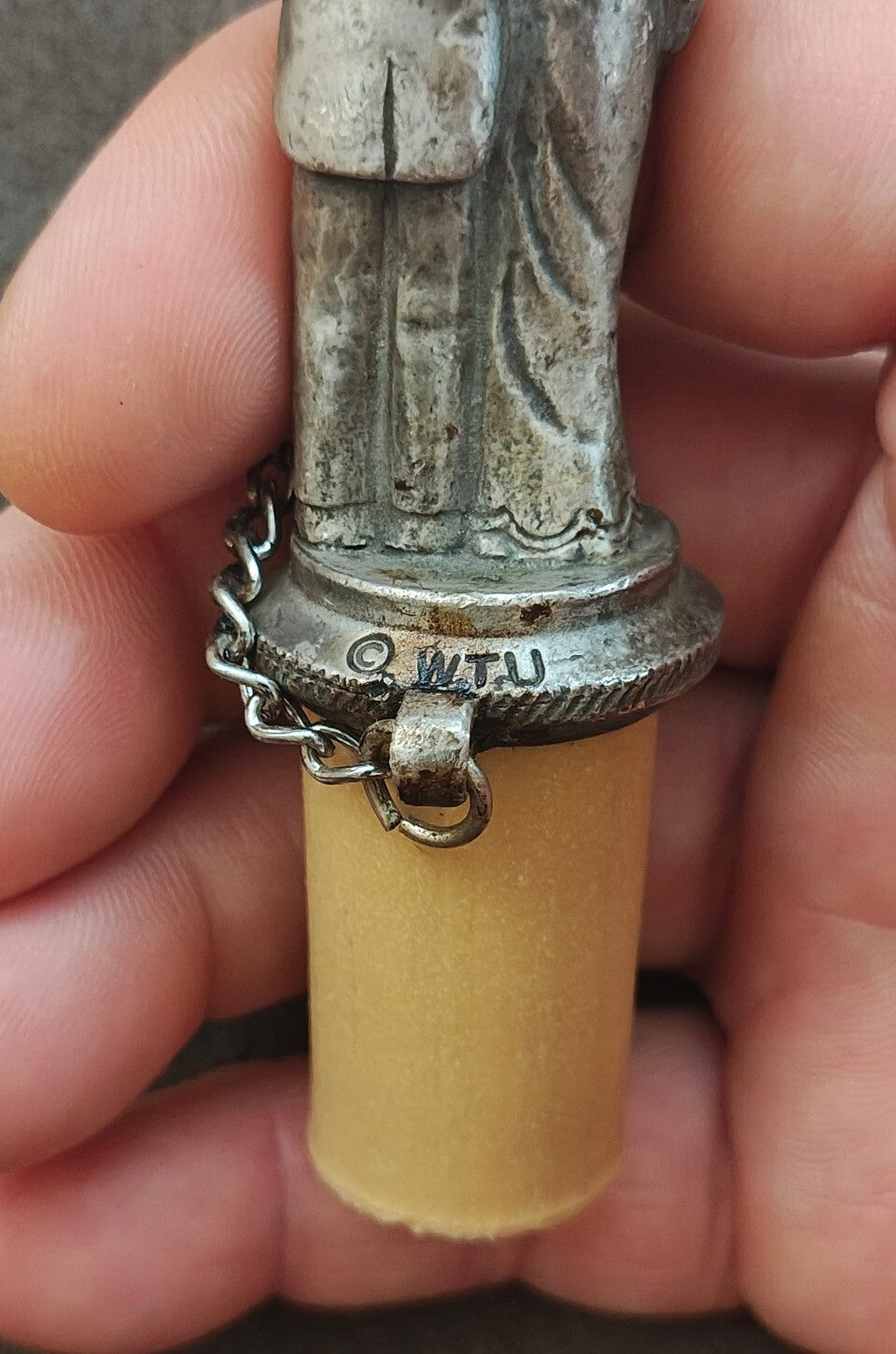 1980s Pewter Bride & Groom Wine Bottle Stopper