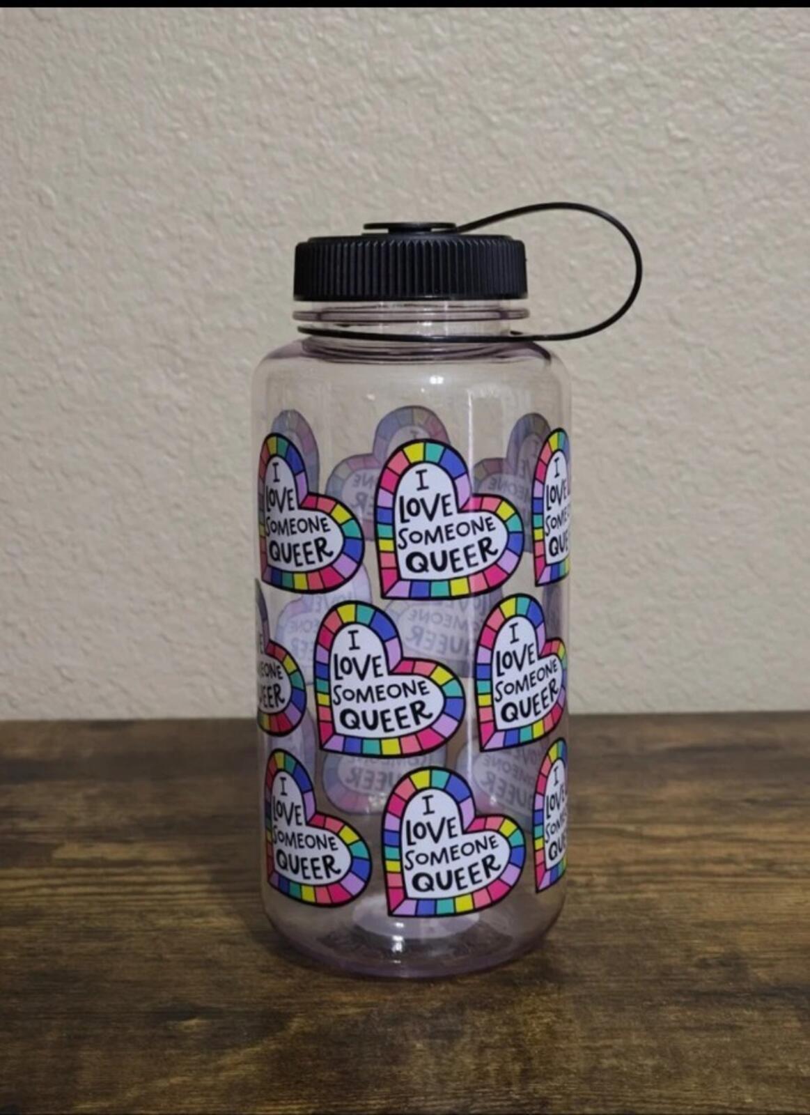 Colorful I Love Someone Queer Anna Parade BPA Free 32 oz Plastic Water Bottle.
