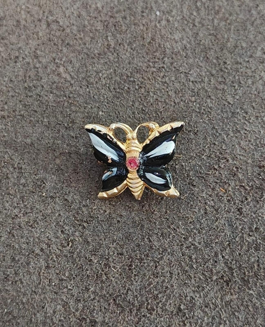 1960s/70s Gold Tone Enamel Butterfly Brooch