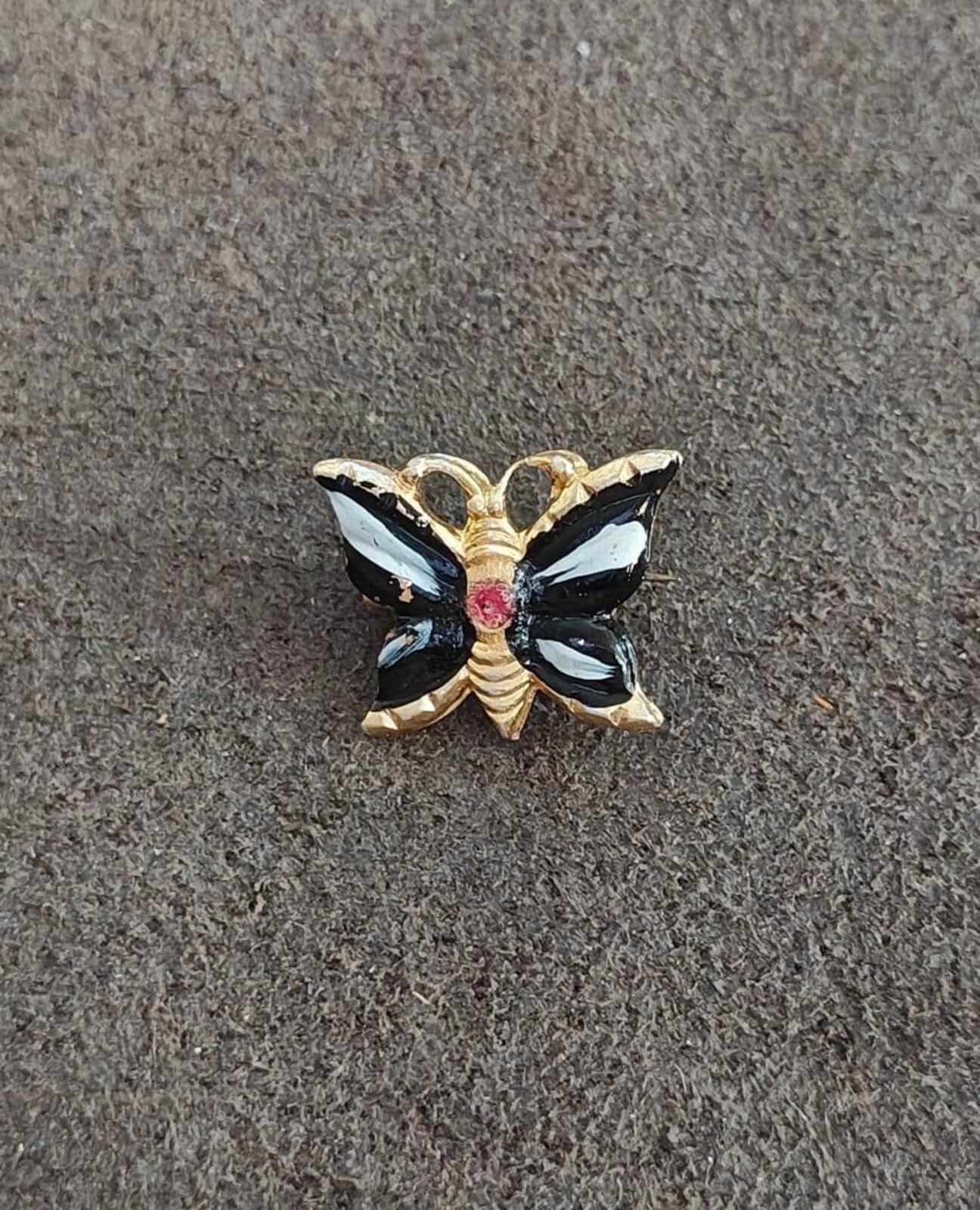 1960s/70s Gold Tone Enamel Butterfly Brooch