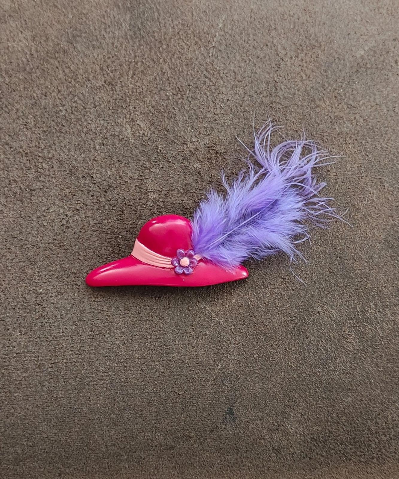 1990s Red Hat Society Hard Plastic Brooch