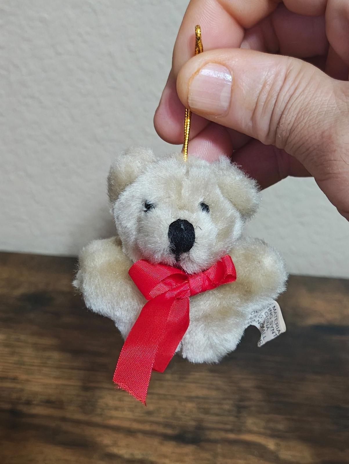 1980s Vintage Set Of Two Mini Plush Teddy Bear Ornaments