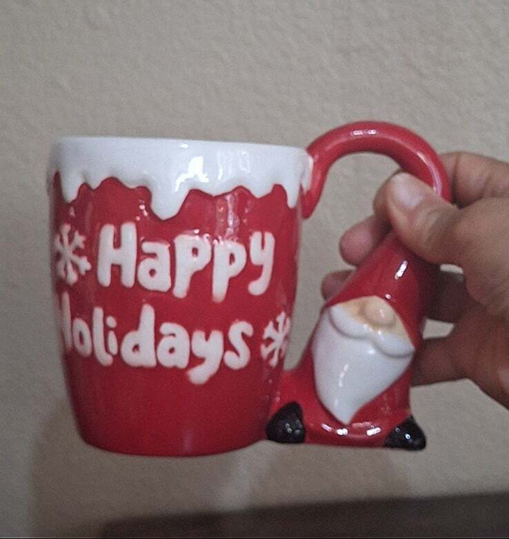 Happy Holidays Gnome 16 oz Ceramic Red Mug