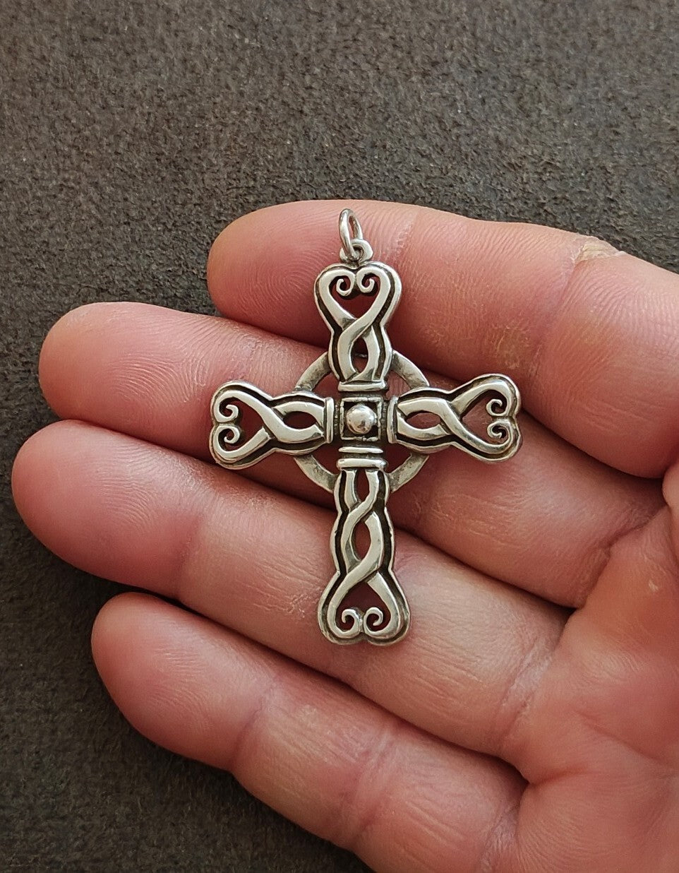 1980s/90s R.E. Piland Sterling Silver Celtic Cross Pendant Early Maker Mark REP
