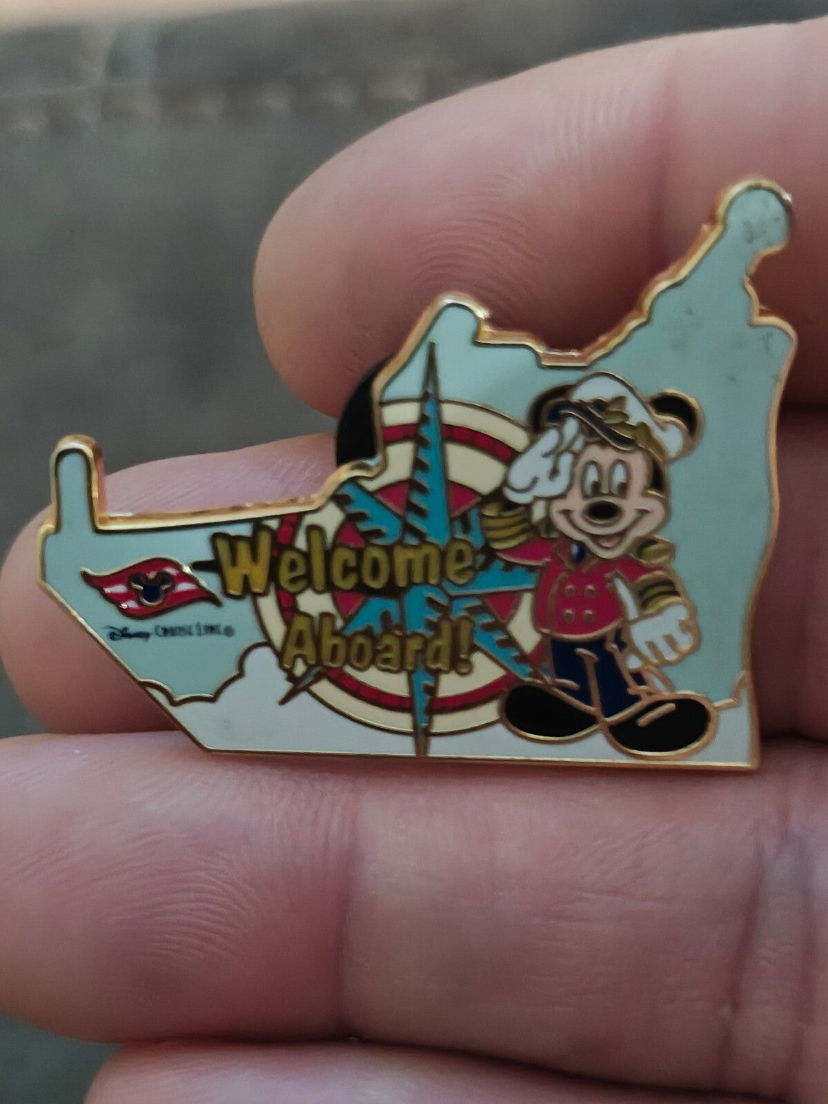 2008 Disney Cruise Line Gold Tone Enamel Pin Featuring Captain Mickey Mouse