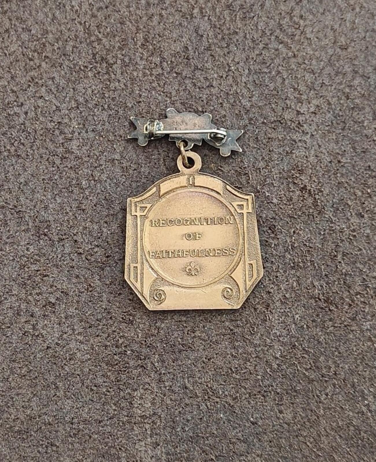 1900s Rare Recognition of Faithfulness" Award Medal Pin