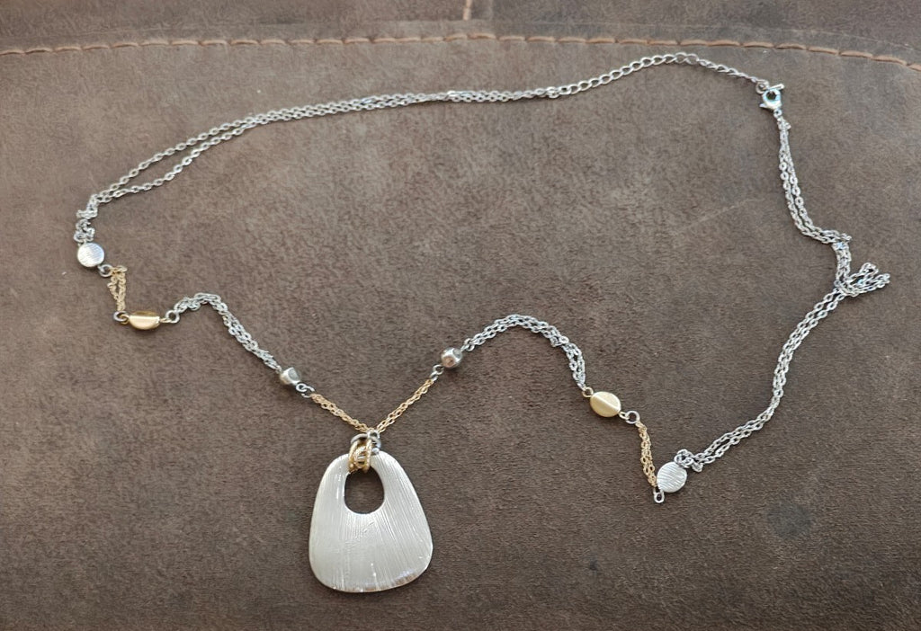 1980s Two Tone Statement Pendant Necklace