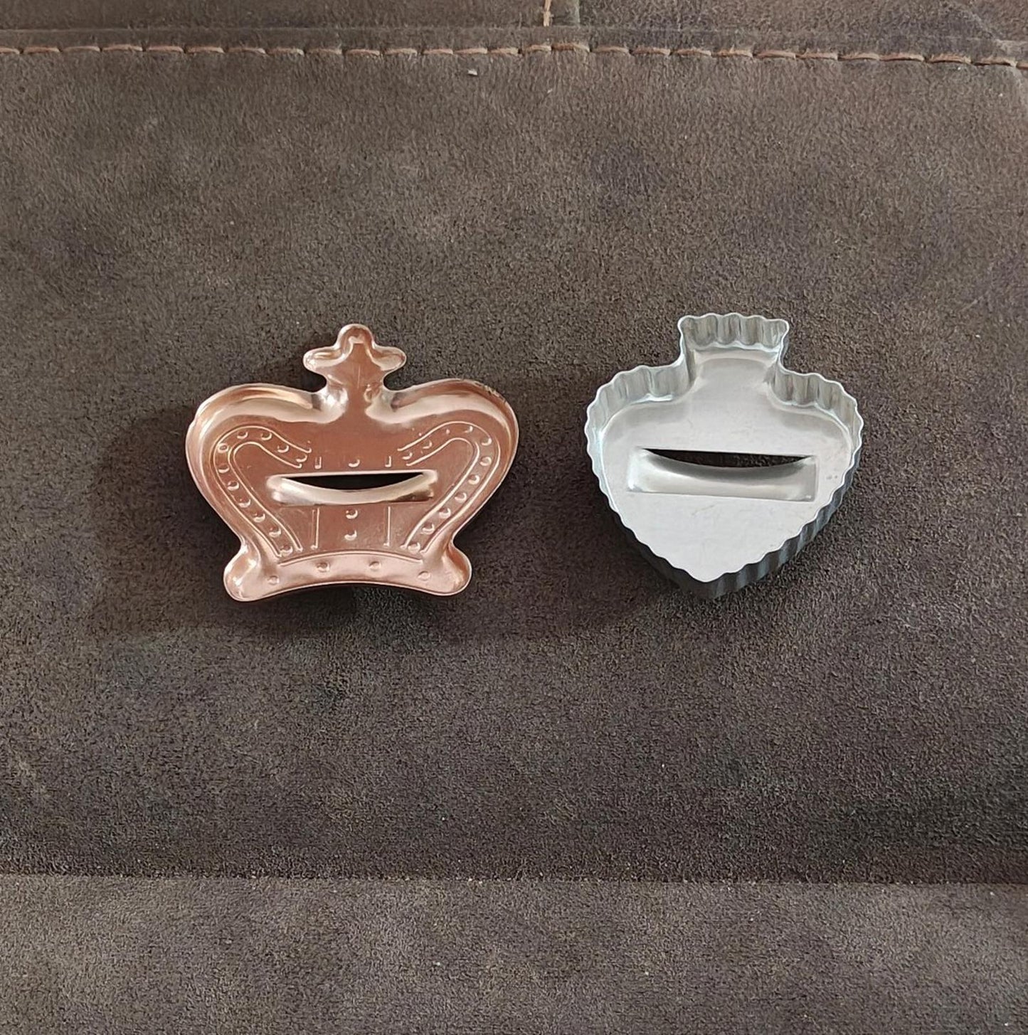 1960s Copper Tone Crown and Silver Tone Spade Cookie Cutters