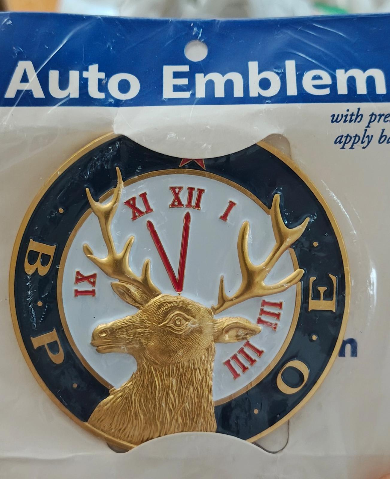 1970s/80s Benevolent and Protective Order of Elks (BPOE) Auto Emblem New Sealed