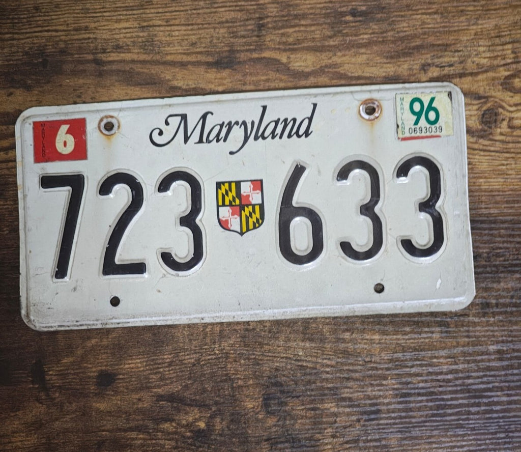 Maryland License Plate 1996 State Shield Emblem/Garage Decor