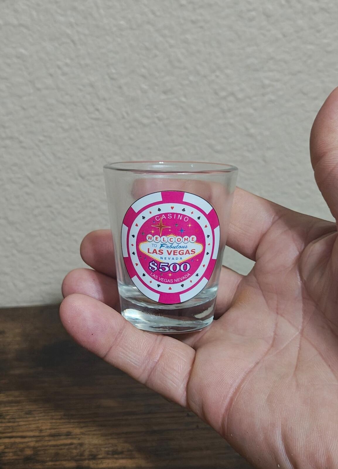 Welcome To Fabulous Las Vegas Nevada $500 Casino Chip Style Shot Glass