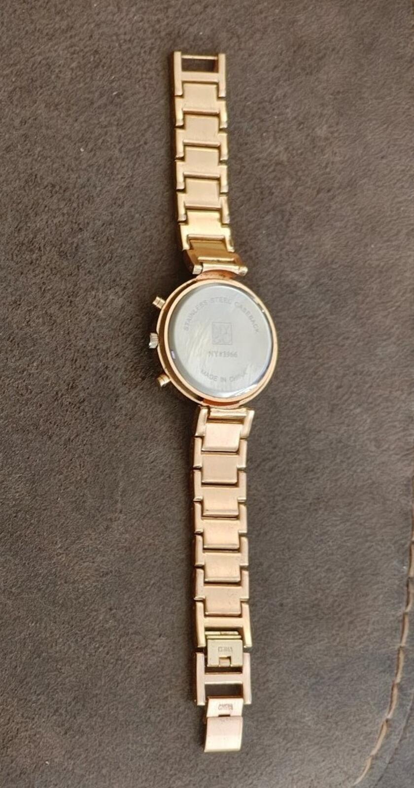New York & Company (NY&C) Ladies Rose Gold Tone With Rhinestones Fashion Watch
