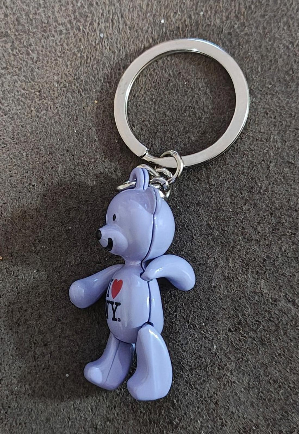 I Love NY Purple Teddy Bear Keychain With Movable Arms & Legs Keychai