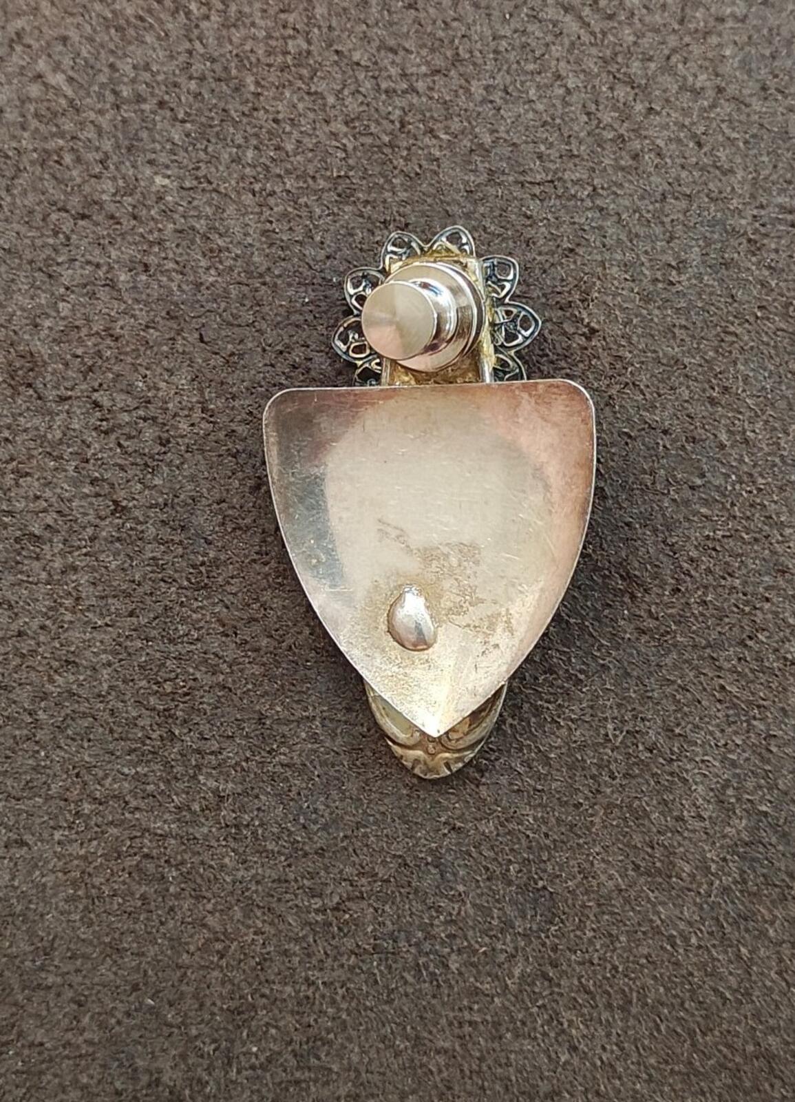 Unique Handcrafted Silver Tone Angel With Rhinestones Brooch