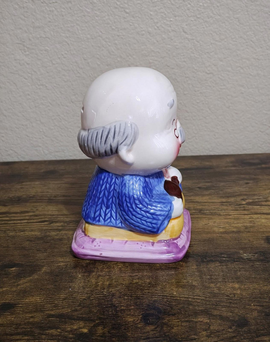 1970s Japanese Grandpa Ceramic Coin Bank Figure